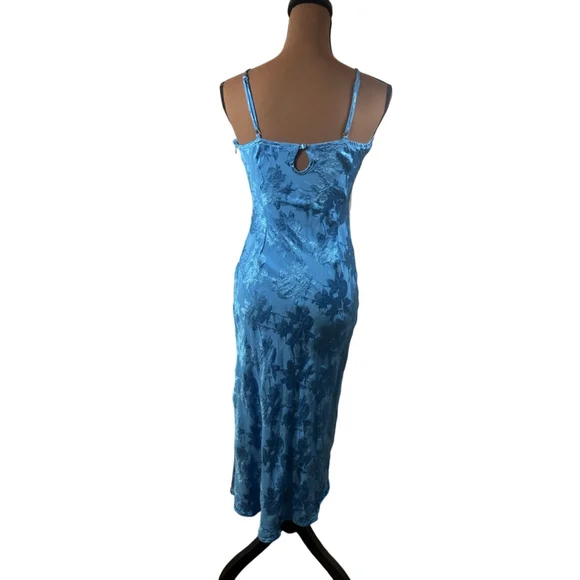 Lulu’s Blue Floral Jacquard Midi Dress S - Picture 5 of 10